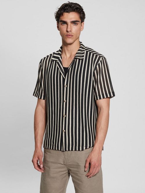 Guess Panama Stripe Shirt Zwart | GUESS-SN31213