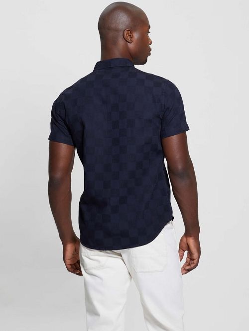 Guess Parker Dobby Shirt Blauw | GUESS-SN31267