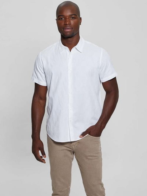 Guess Parker Dobby Shirt Wit | GUESS-SN31256
