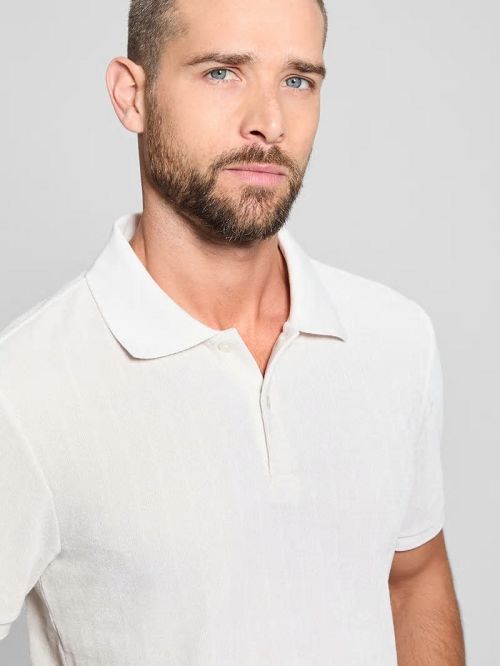 Guess Parker Velour Polo Wit | GUESS-SN31087