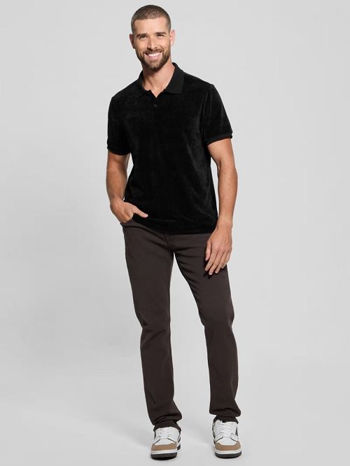 Guess Parker Velour Polo Zwart | GUESS-SN31331