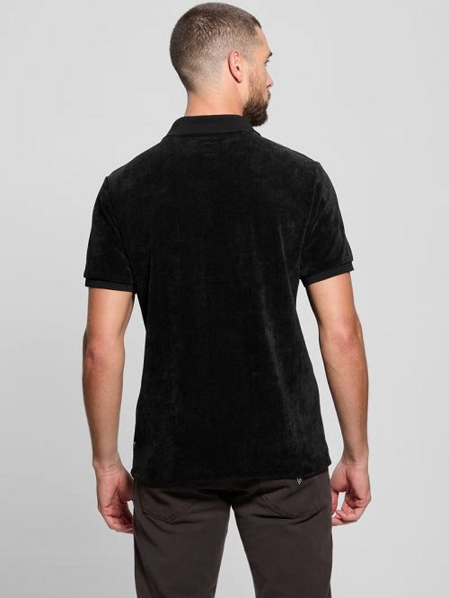 Guess Parker Velour Polo Zwart | GUESS-SN31331