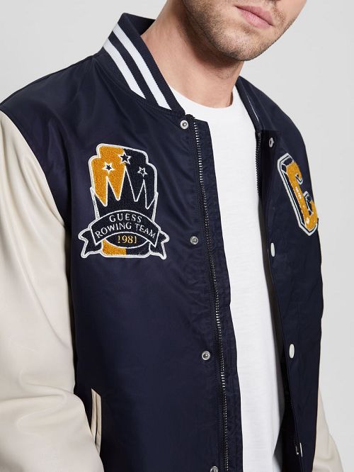 Guess Patch Varsity Jacket Blauw | GUESS-SN30717