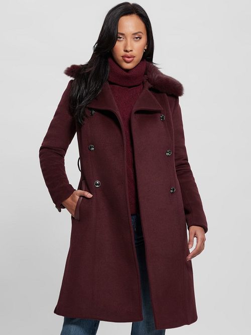 Guess Patrice Wool-Blend Belted Coat Rood | GUESS-SN27956