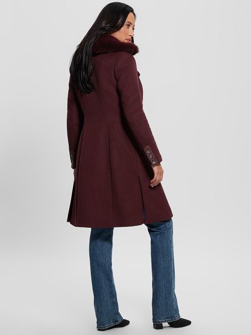 Guess Patrice Wool-Blend Belted Coat Rood | GUESS-SN27956
