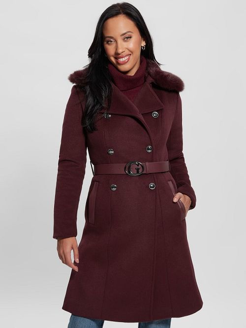 Guess Patrice Wool-Blend Belted Coat Rood | GUESS-SN27956
