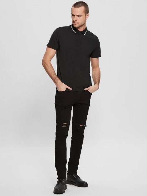 Guess Paul Pique Polo Zwart | GUESS-SN31170