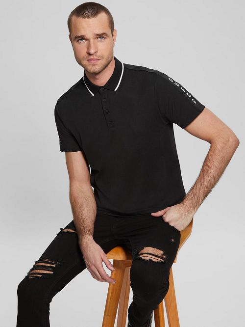 Guess Paul Pique Polo Zwart | GUESS-SN31170