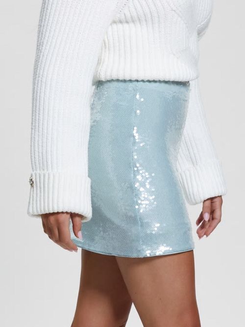 Guess Pelari Sequin Mini Skirt Grijs | GUESS-SN28158