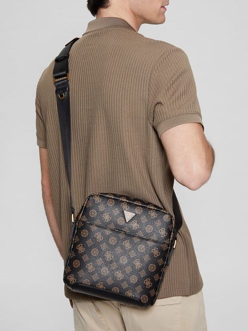 Guess Peony Eco Top-Zip Flat Crossbody Bruin | GUESS-SN31726