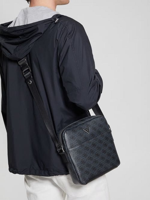 Guess Peony Eco Top-Zip Flat Crossbody Zwart | GUESS-SN31701