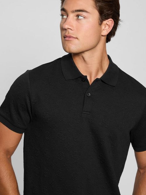 Guess Peony Jacquard Polo Zwart | GUESS-SN31328