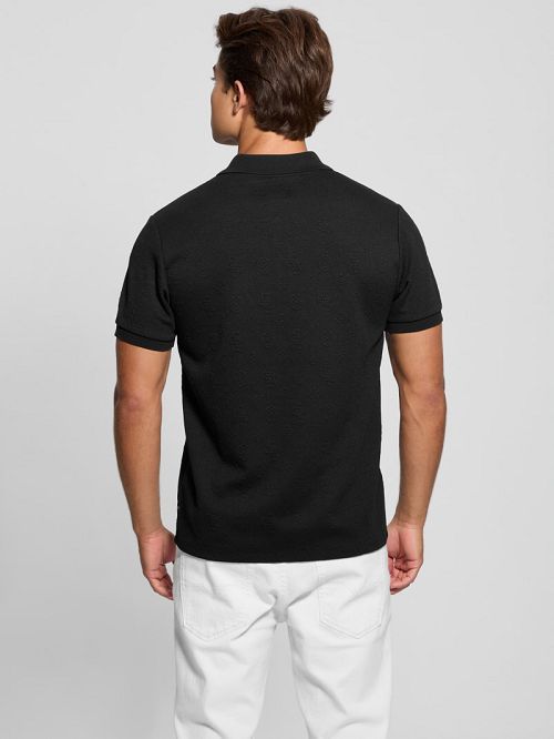 Guess Peony Jacquard Polo Zwart | GUESS-SN31328