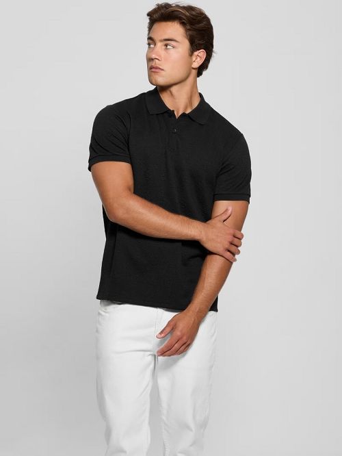 Guess Peony Jacquard Polo Zwart | GUESS-SN31328