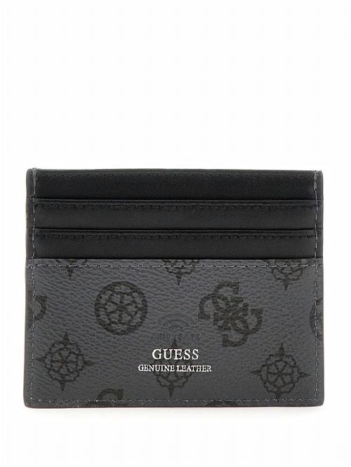 Guess Peony Leather Card Holder Zwart | GUESS-SN31698