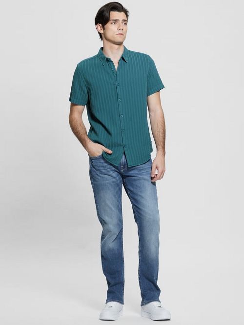 Guess Pillar Dobby Shirt Turquoise | GUESS-SN31253