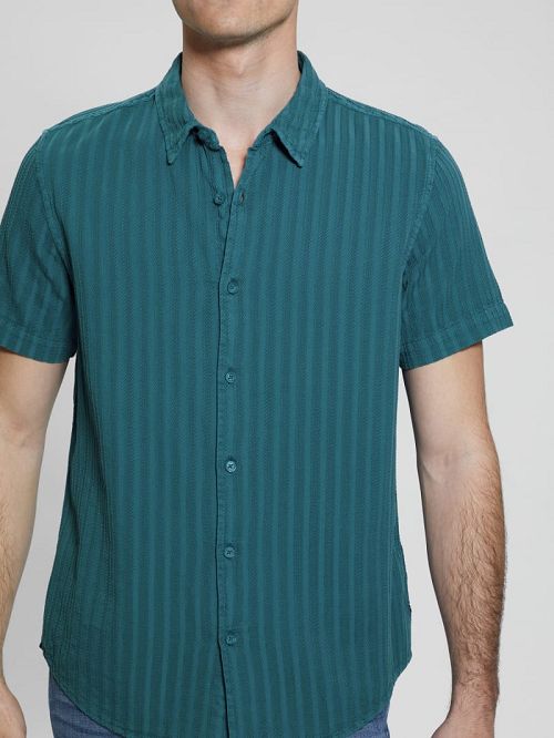 Guess Pillar Dobby Shirt Turquoise | GUESS-SN31253
