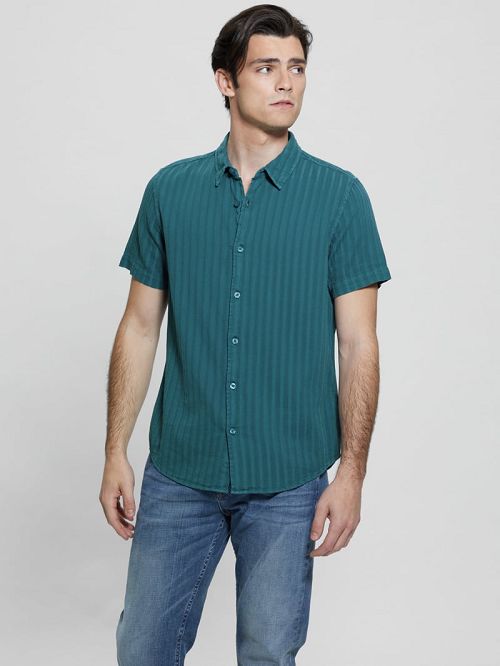 Guess Pillar Dobby Shirt Turquoise | GUESS-SN31253