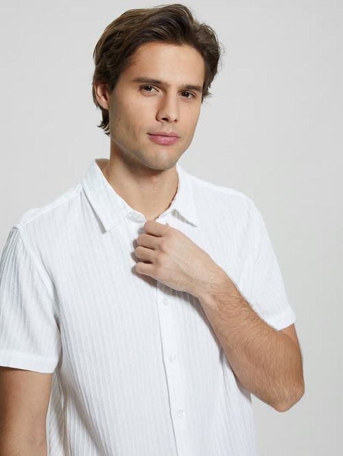 Guess Pillar Dobby Shirt Wit | GUESS-SN31189