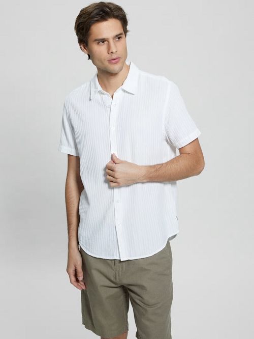 Guess Pillar Dobby Shirt Wit | GUESS-SN31189