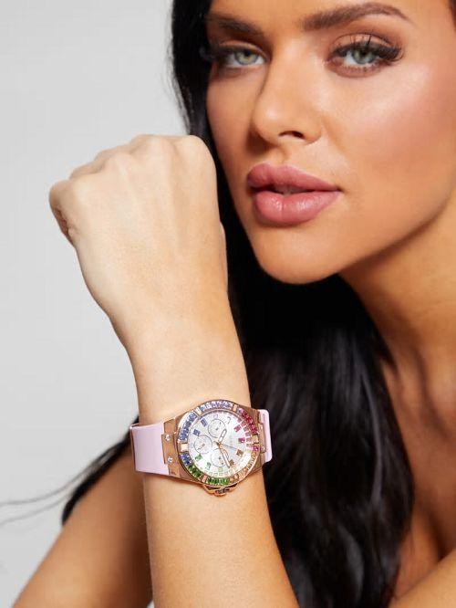 Guess Pink Multifunctional Silicon Watch Roze | GUESS-SN30043