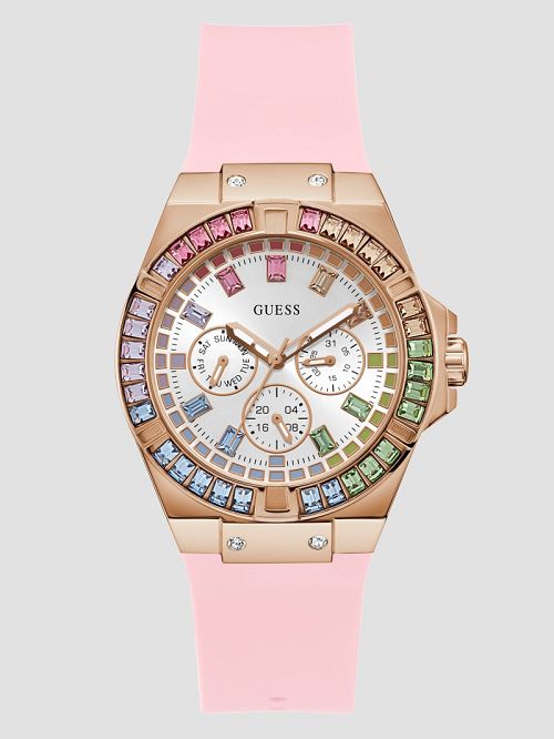 Guess Pink Multifunctional Silicon Watch Roze | GUESS-SN30043