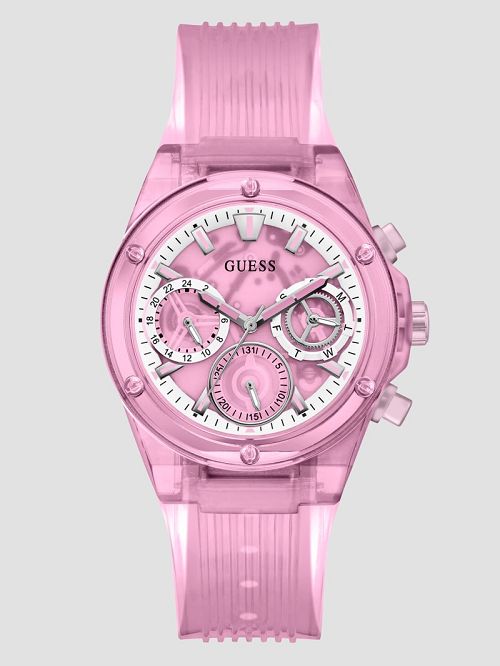 Guess Pink Transparent Multifunction Watch Roze | GUESS-SN30044