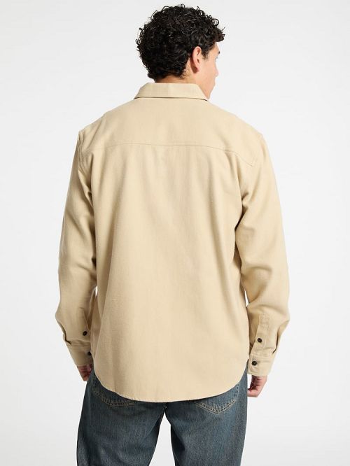 Guess Plaid Long-Sleeve Pocket Shirt Beige | GUESS-SN30907