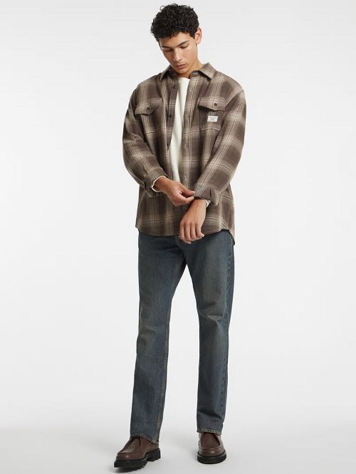 Guess Plaid Long-Sleeve Pocket Shirt Bruin | GUESS-SN30991