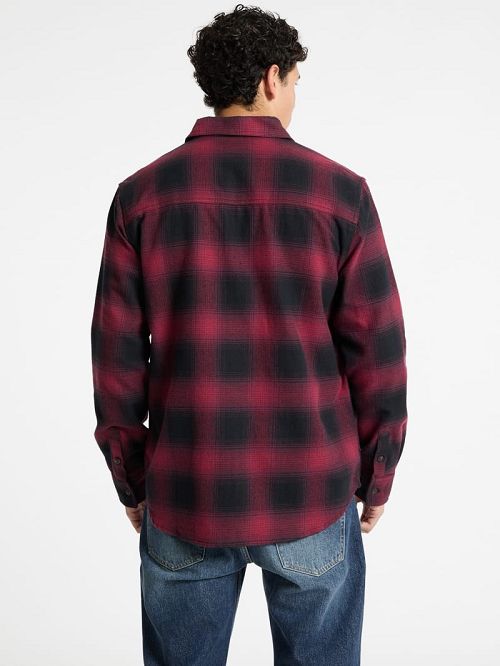 Guess Plaid Long-Sleeve Pocket Shirt Rood | GUESS-SN31023
