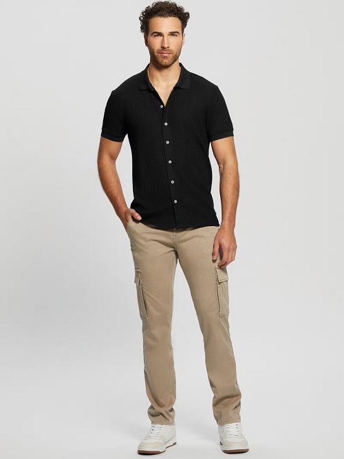 Guess Pointelle Knit Shirt Zwart | GUESS-SN31247