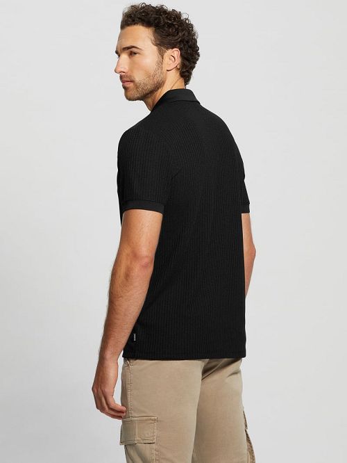Guess Pointelle Knit Shirt Zwart | GUESS-SN31247