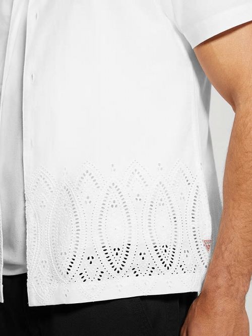 Guess Poplin Eyelet Shirt Wit | GUESS-SN31232