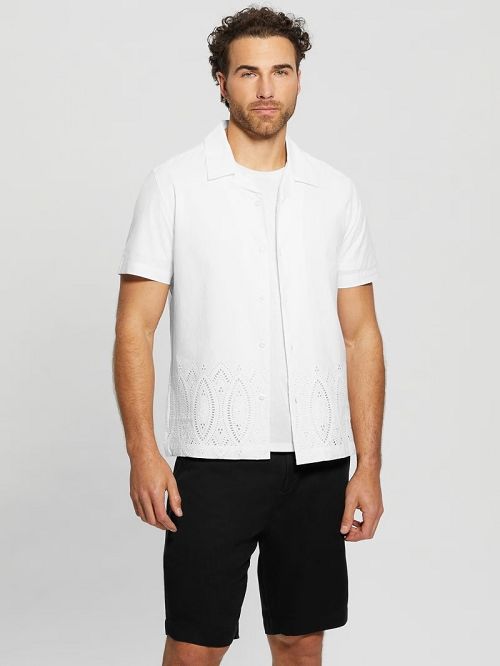 Guess Poplin Eyelet Shirt Wit | GUESS-SN31232