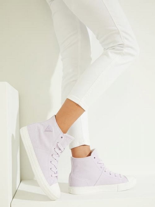 Guess Prinze High-Top Canvas Sneakers Oranje | GUESS-SN29542