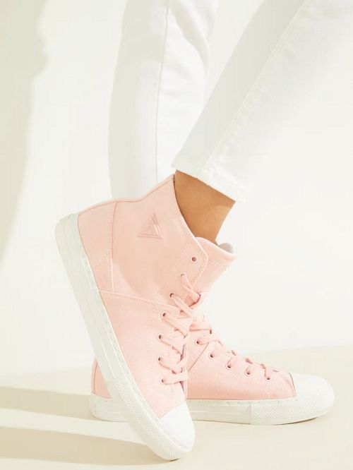 Guess Prinze High-Top Canvas Sneakers Roze | GUESS-SN29537