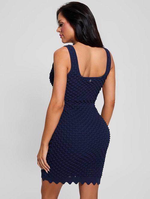 Guess Puruka Textured Sweater Dress Blauw | GUESS-SN26918