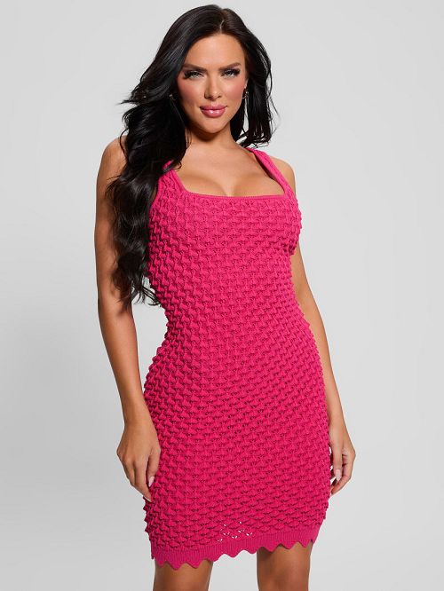 Guess Puruka Textured Sweater Dress Roze | GUESS-SN26812