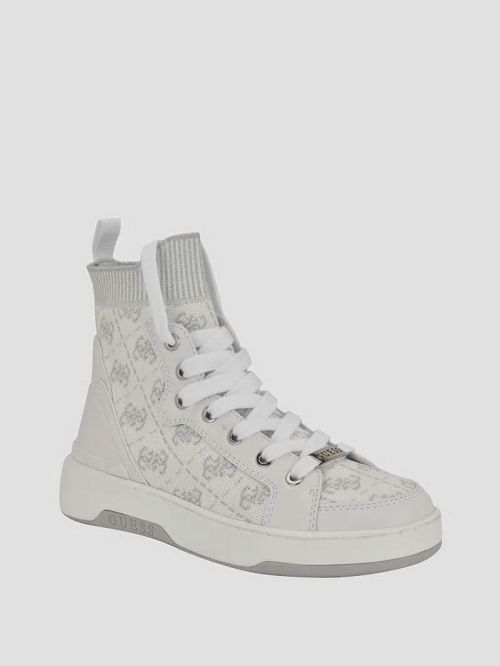 Guess Quattro G Knit High Top Sneakers Zwart Wit | GUESS-SN29562