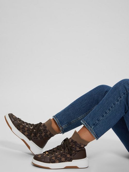 Guess Quattro G Knit High Top Sneakers Zwart | GUESS-SN29569