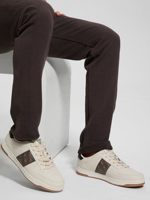 Guess Quattro G Low-Top Sneakers Beige | GUESS-SN31878