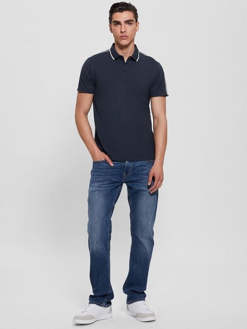 Guess Quattro G Tape Polo Blauw | GUESS-SN31285