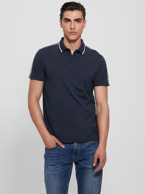 Guess Quattro G Tape Polo Blauw | GUESS-SN31285