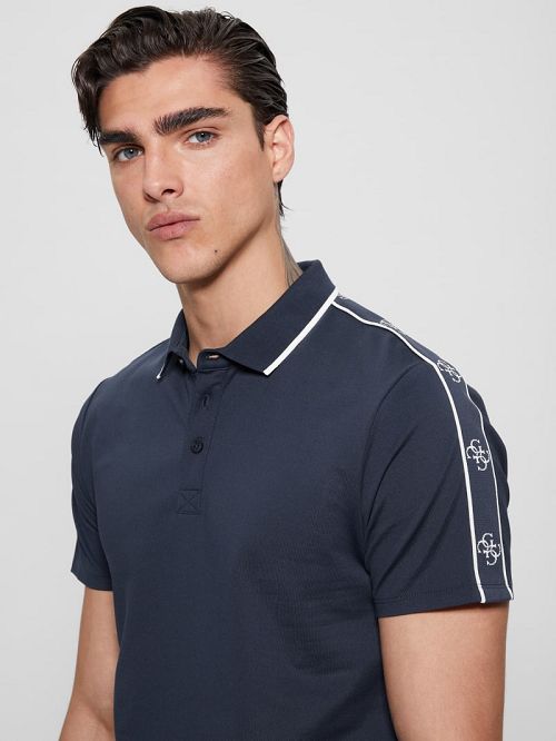 Guess Quattro G Tape Polo Blauw | GUESS-SN31285