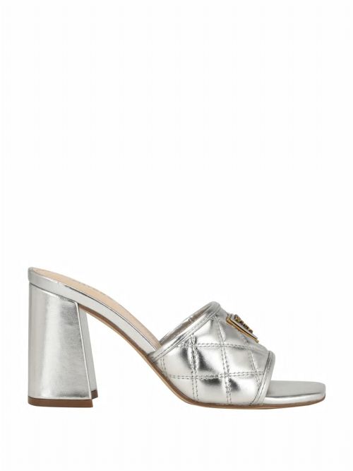 Guess Quilted Block Metallic Heels Zilver | GUESS-SN29653