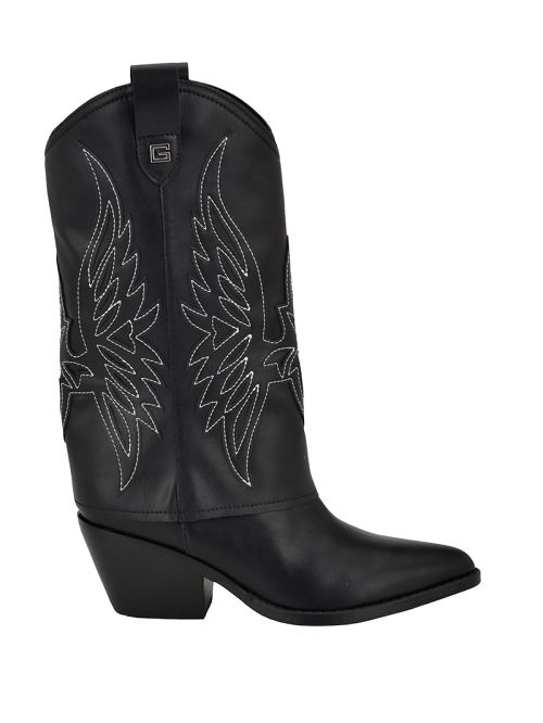 Guess Raegan Fold-Over Cowboy Boots Zwart | GUESS-SN29935