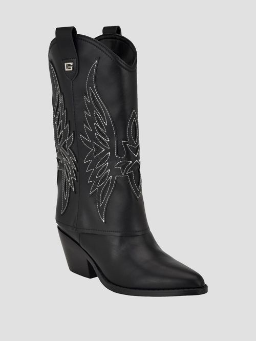 Guess Raegan Fold-Over Cowboy Boots Zwart | GUESS-SN29935