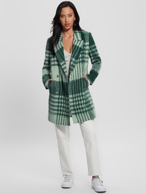 Guess Ramona Plaid Coat Groen | GUESS-SN27959