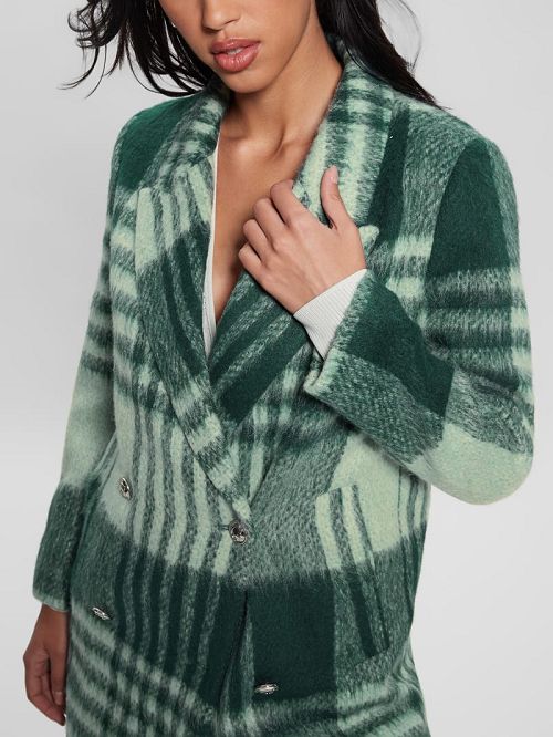 Guess Ramona Plaid Coat Groen | GUESS-SN27959
