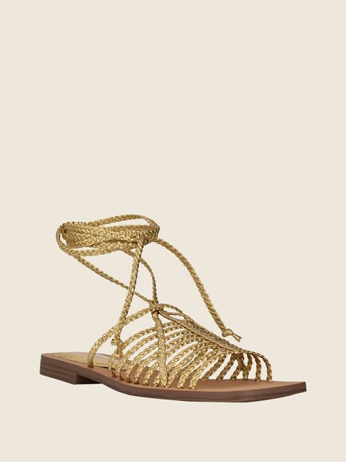 Guess Rayana Strappy Lace-Up Sandals Goud | GUESS-SN29581